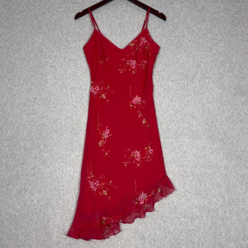 VTG Windsor Pink Floral Asymmetrical Hem Slip‎ Cami Dress Size Medium